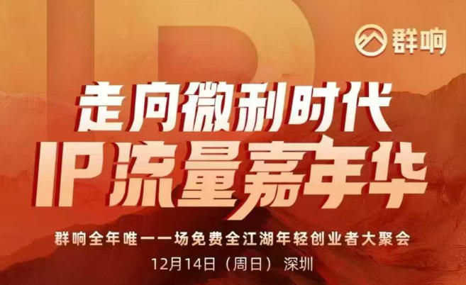 2025ip嘉年华万人12月14深圳线下课，走向微利时代，IP流量嘉年华，实操性极强的商业干货课-heijinzy