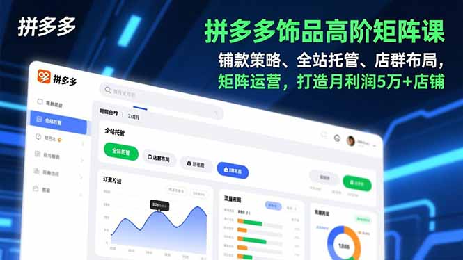 拼多多饰品高阶矩阵课，铺款策略、全站托管、店群布局，矩阵运营，打造月利润5万+店铺-heijinzy