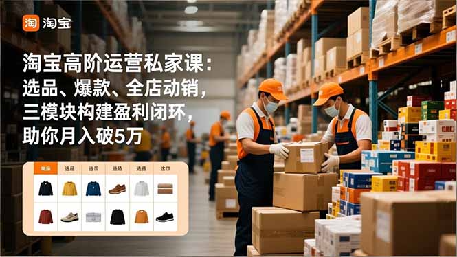 淘宝高阶运营私家课：选品、爆款、全店动销，三模块构建盈利闭环，助你月入破5万(更新12月-heijinzy