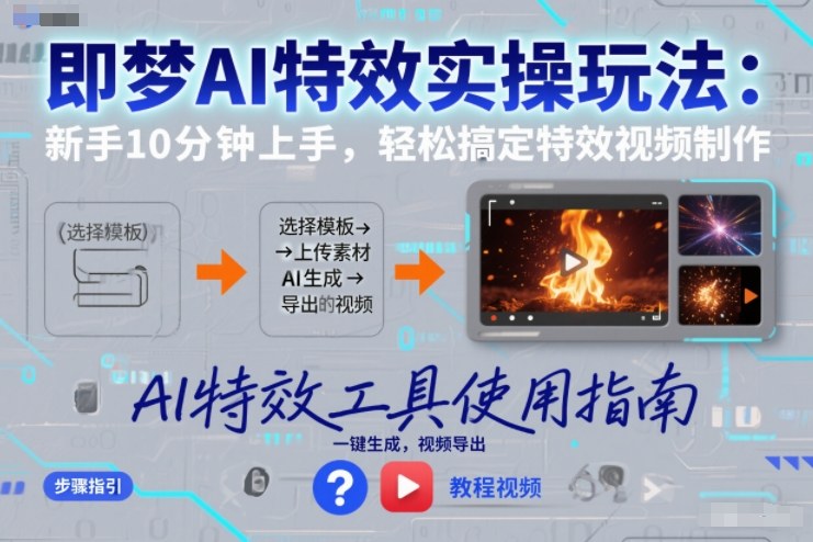 即梦AI特效实操玩法：新手10分钟上手，轻松搞定特效视频制作-heijinzy