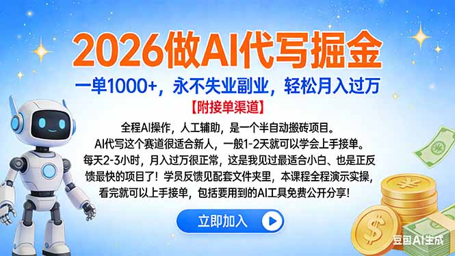 2026做AI代写掘金，一单1000+，永不失业副业，轻松月入过万-heijinzy