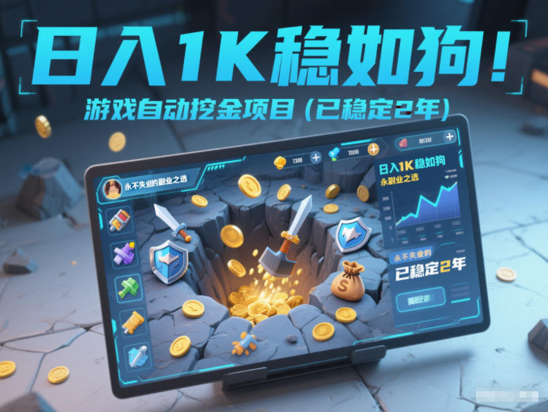 日入1K稳如狗！游戏自动挖金项目(已稳定2年)，永不失业的副业之选【揭秘】-heijinzy