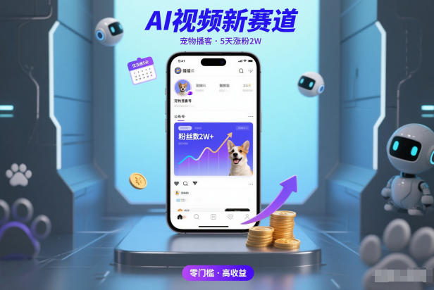 AI视频新赛道，宠物播客仅注册5天涨粉2W，收益非常可观-heijinzy