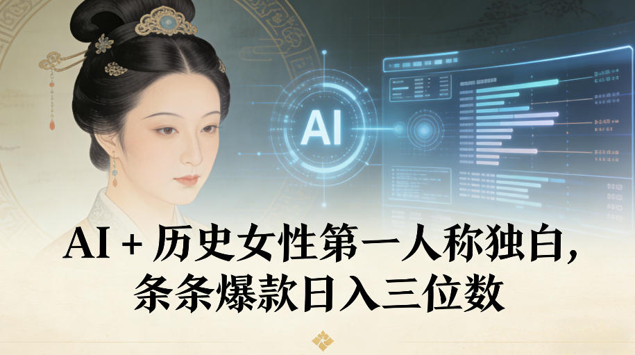 AI+历史女性第一人称独白，条条爆款日入三位数-heijinzy