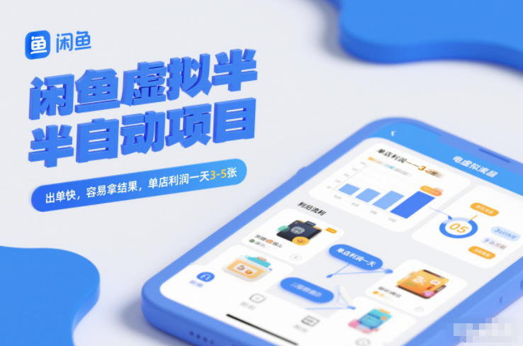 闲鱼虚拟半自动项目，出单快，容易拿结果，单店利润一天3-5张-heijinzy
