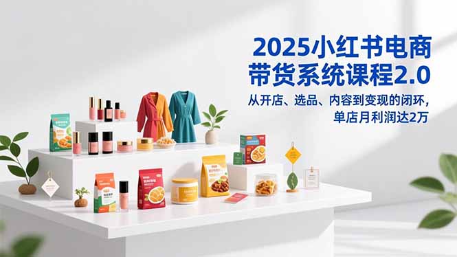2025小红书电商带货系统课程2.0，从开店、选品、内容到变现的闭环，单店月利润达2万-heijinzy