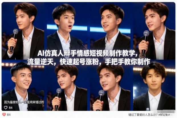 AI仿真人辩手情感短视频制作教学，流量逆天，快速起号涨粉，手把手教你制作-heijinzy