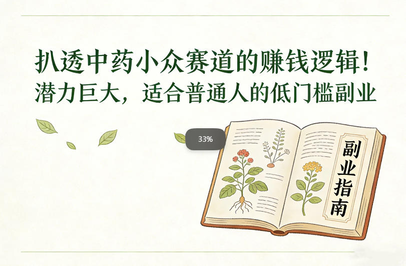 扒透中药小众赛道的賺米逻辑，潜力巨大，适合普通人的低门槛副业-heijinzy