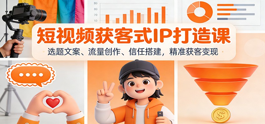 短视频获客式IP打造课：选题文案、流量创作、信任搭建，精准获客变现-heijinzy