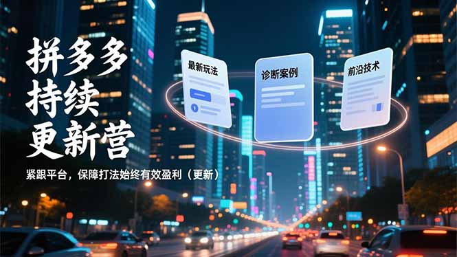 拼多多持续更新营，最新玩法、诊断案例、前沿技术，紧跟平台，保障打法始终有效盈利(更新-heijinzy