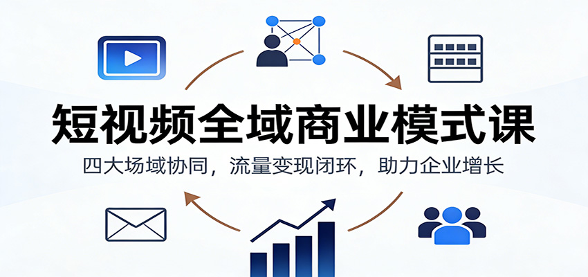 短视频全域商业模式课：四大场域协同，流量变现闭环，助力企业增长-heijinzy