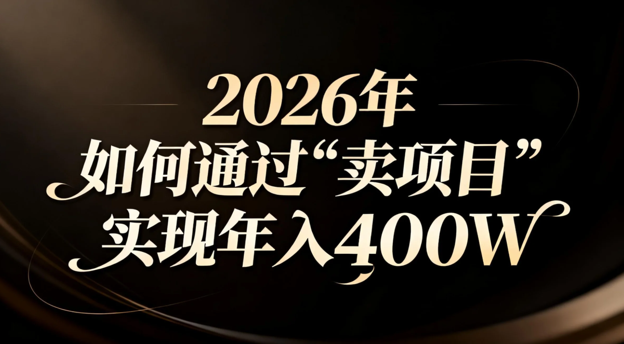 2026年如何通过“卖项目”实现年入百万-heijinzy