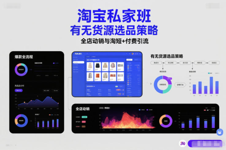 淘宝私家班，有无货源选品策略，高成功率爆款全流程打法，全店动销与淘短+付费引流(更新)-heijinzy