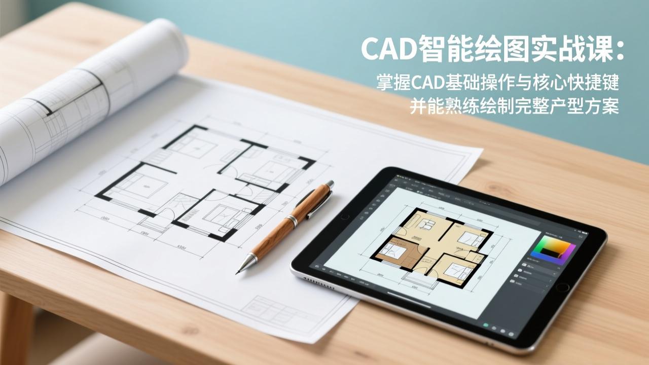 CAD智能绘图实战课：掌握CAD基础操作与核心快捷键，并能熟练绘制完整户型方案-heijinzy