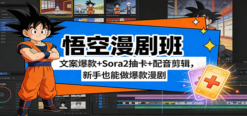 悟空漫剧班：文案爆款+Sora2抽卡+配音剪辑，新手也能做爆款漫剧-heijinzy