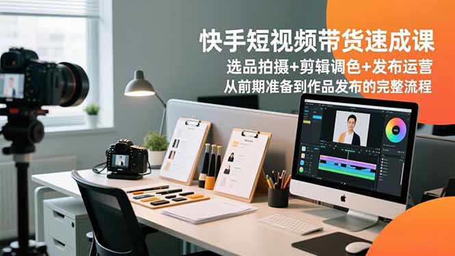 快手短视频带货速成课，选品拍摄+剪辑调色+发布运营，从前期准备到作品发布的完整流程-heijinzy