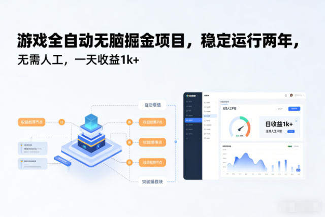 游戏全自动无脑掘金项目，稳定运行两年，无需人工，一天收益1k+【揭秘】-heijinzy