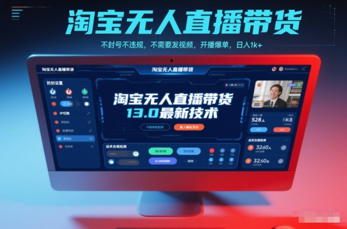 淘宝无人直播带货13.0最新技术，不封号不违规，不需要发视频，开播爆单，日入1k+【揭秘】-heijinzy