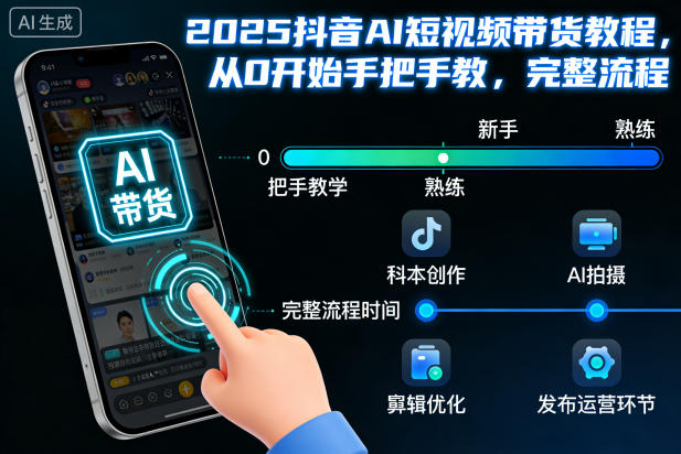 2025抖音AI短视频带货教程，从0开始手把手教，完整流程-heijinzy