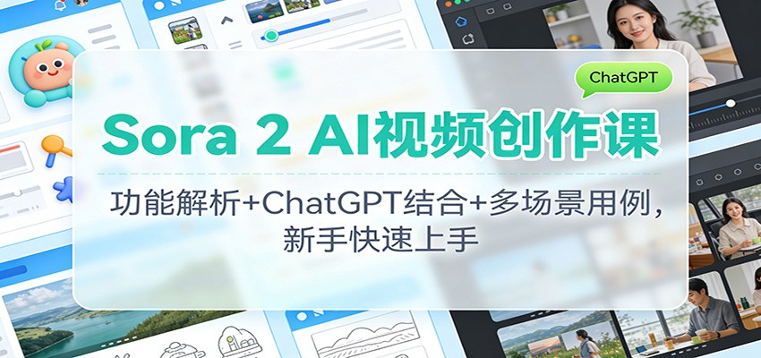 Sora 2 AI视频创作课：功能解析+ChatGPT结合+多场景用例，新手快速上手-heijinzy