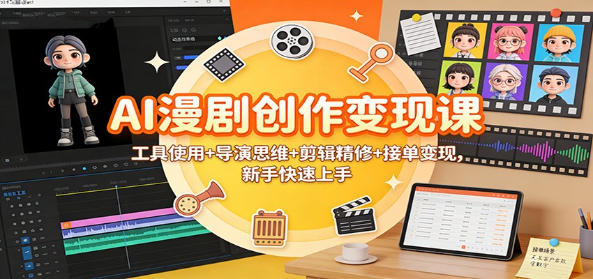 AI漫剧创作变现课：工具使用+导演思维+剪辑精修+接单变现，新手快速上手-heijinzy