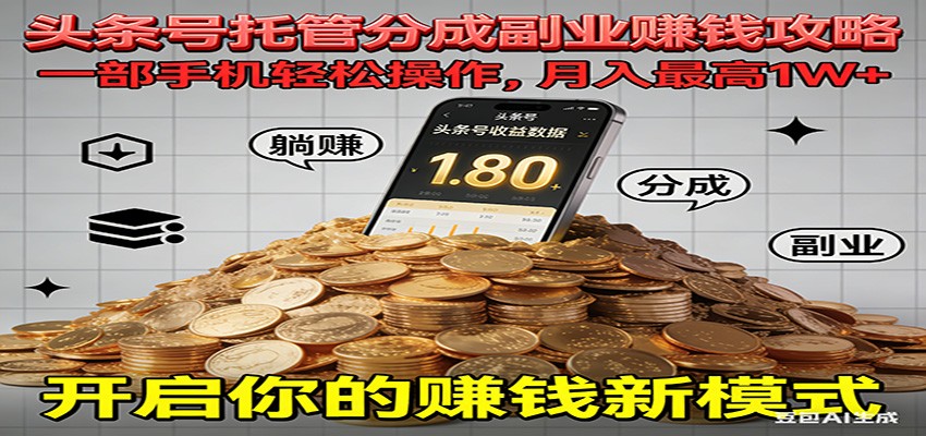 全程托管今日头条，一部手机就可以开干，最高躺赚1W+-heijinzy