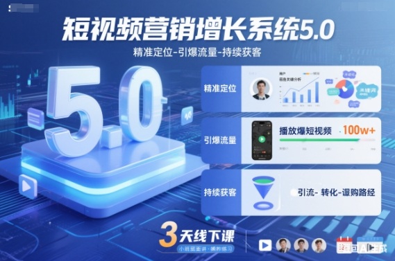 短视频营销增长系统5.0，精准定位-引爆流量-持续获客，3天线下课(音频+图片)-heijinzy