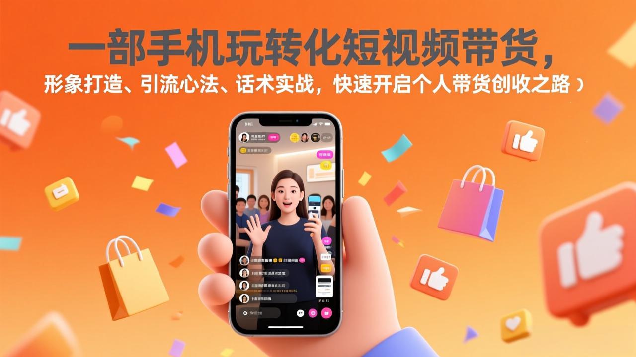 一部手机玩转化短视频带货，形象打造、引流心法、话术实战，快速开启个人带货创收之路-heijinzy