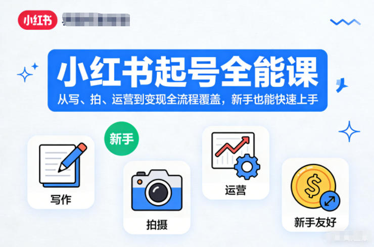 小红书起号全能课，从写、拍、运营到变现全流程覆盖，新手也能快速上手-heijinzy