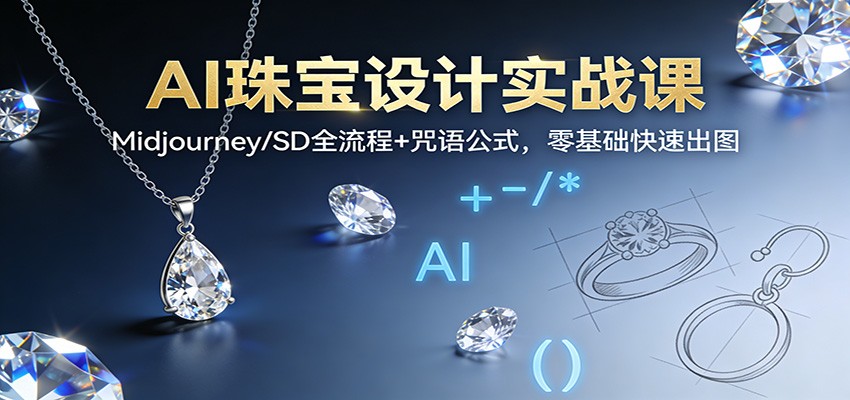AI珠宝设计实战课：Midjourney/SD全流程+咒语公式，零基础快速出图-heijinzy