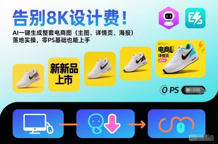 告别8K设计费！AI一键生成整套电商图(主图、详情页、海报)落地实操，零PS基础也能上手-heijinzy