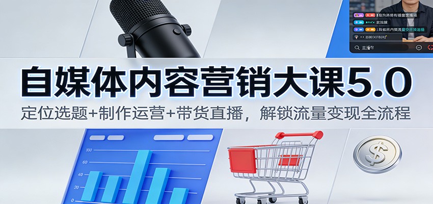 自媒体内容营销大课5.0：定位选题+制作运营+带货直播，解锁流量变现全流程-heijinzy