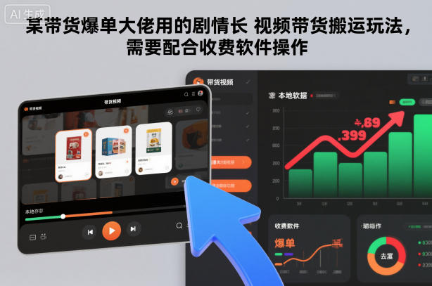 某带货爆单大佬用的剧情长视频带货搬运玩法，需要配合收费软件操作-heijinzy