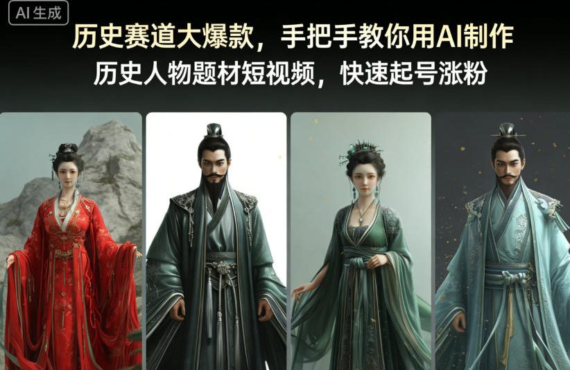 历史赛道大爆款，手把手教你用AI制作历史人物题材短视频，快速起号涨粉-heijinzy