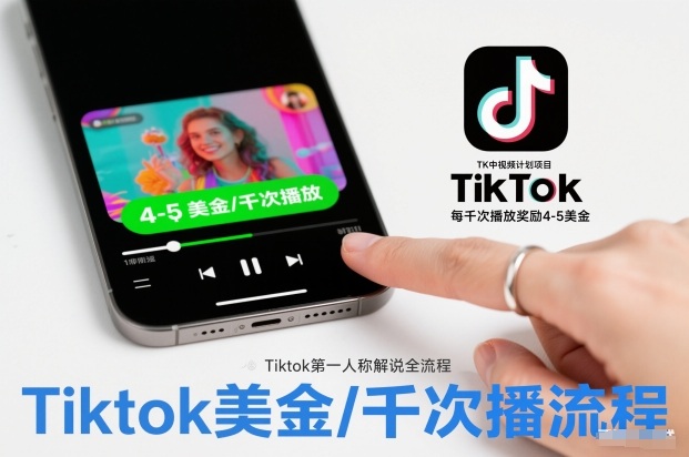 TK中视频计划项目，Tiktok第一人称解说流程，每干次播放奖励4-5美金-heijinzy