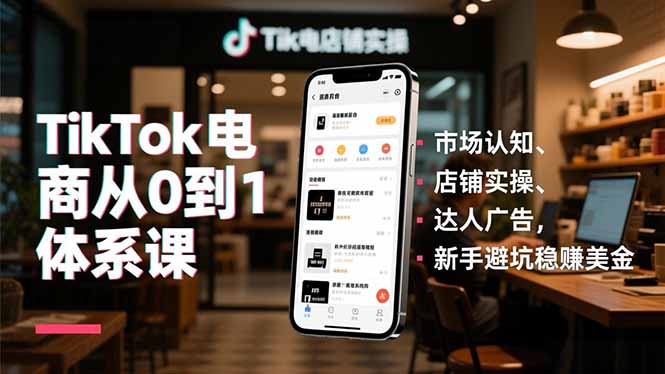 TikTok电商从0到1体系课，市场认知、店铺实操、达人广告，新手避坑稳赚美金-heijinzy