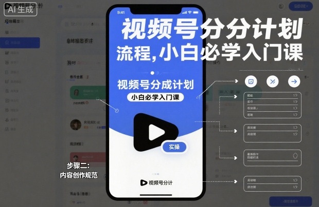 视频号分成计划实操流程，小白必学入门课-heijinzy