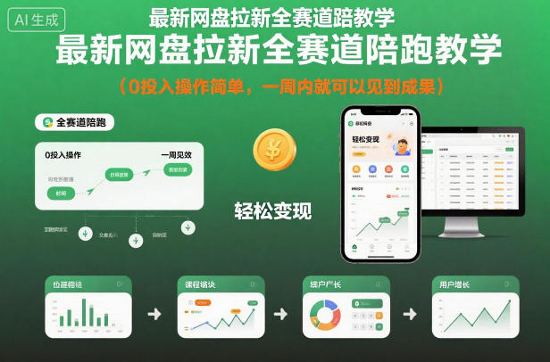 最新网盘拉新全赛道陪跑教学，0投入操作简单，一周内就可以见到成果-heijinzy