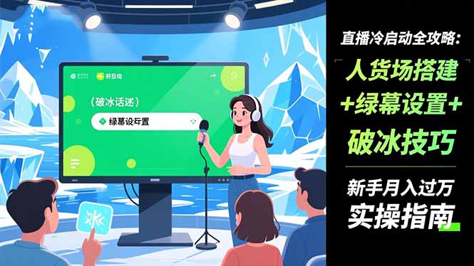 直播冷启动全攻略:人货场搭建+绿幕设置+破冰技巧，新手月入过万实操指南-heijinzy