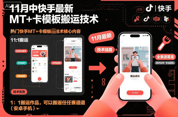 11月中快手最新MT+卡模板搬运技术，1：1搬运作品，可以搬运任何赛道(安卓手机)-heijinzy