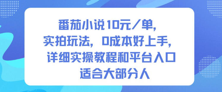 番茄小说10米每单，实拍玩法，0成本好上手，详细实操教程和平台入口适合大部分人-heijinzy