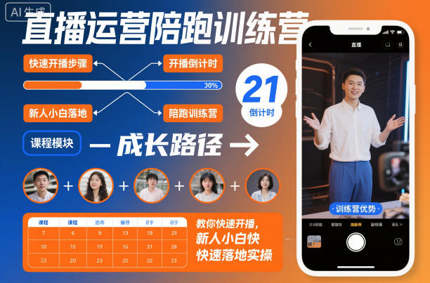 直播运营陪跑训练营，教你快速开播，新人小白快速落地实操-heijinzy