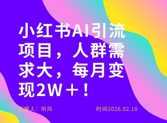 她通过这个AI项目每月做到2W＋的收入，最新小红书AI项目，人群需求大！-heijinzy