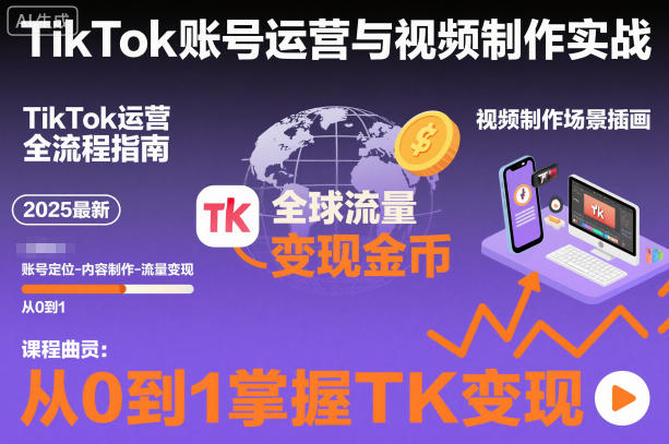 2025最新TikTok账号运营与视频制作实战全流程，从0到1掌握TK变现(含11月最新TK搬运技术)-heijinzy