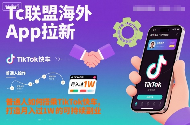 Tc联盟海外App拉新：普通人如何搭乘TikTok快车，打造月入过1W的可持续副业-heijinzy