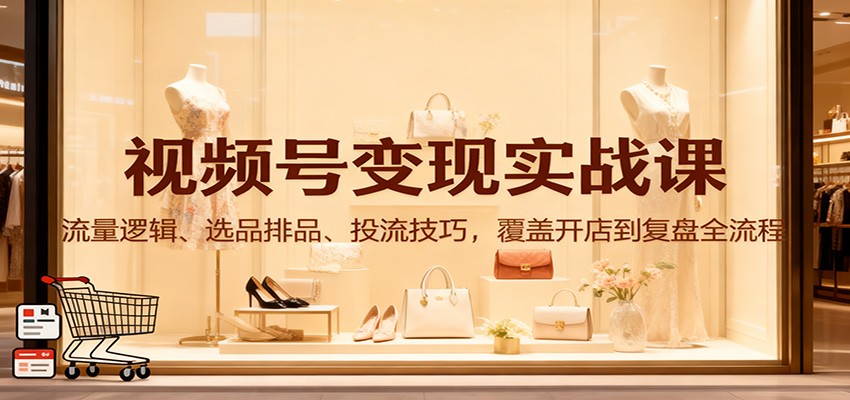 视频号变现实战课：流量逻辑、选品排品、投流技巧，覆盖开店到复盘全流程-heijinzy