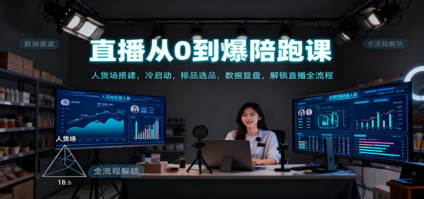 直播从0到爆陪跑课：人货场搭建，冷启动，排品选品，数据复盘，解锁直播全流程-heijinzy
