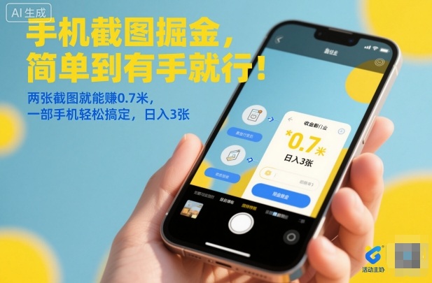 手机截图掘金，简单到有手就行！两张截图就能賺0.7米，一部手机轻松搞定，日入3张【揭秘】-heijinzy
