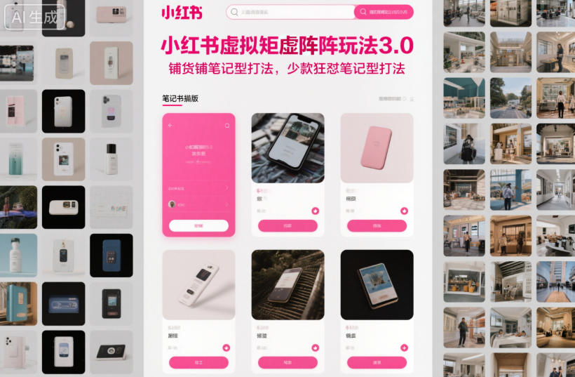 小红书虚拟矩阵玩法3.0，铺货铺笔记型打法，少款狂怼笔记型打法-heijinzy