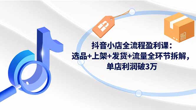 抖音小店全流程盈利课：选品+上架+发货+流量全环节拆解，单店利润破3万-heijinzy